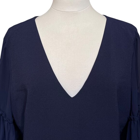Chelsea 28 Navy Blue V Neck Dress Tiered Ruffle Bell Sleeves Formal Size 20 - Picture 3 of 8